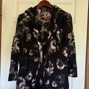 Floral fleece Hooded Cardigan